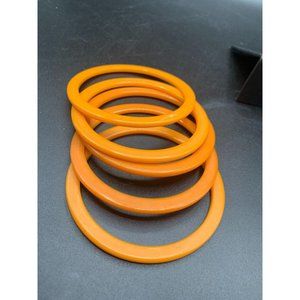 Bakelite Bangles Bracelets Set Of 5 Thin Orange Plastic Vintage Bracelets